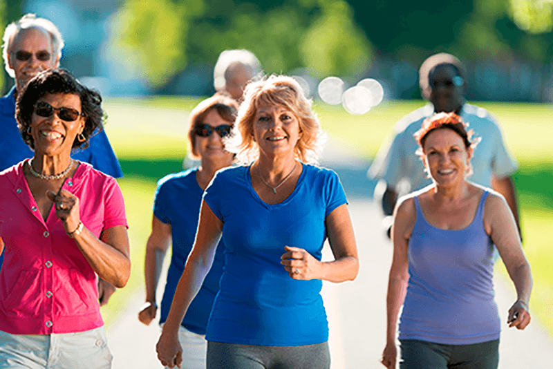 A group of people exercising